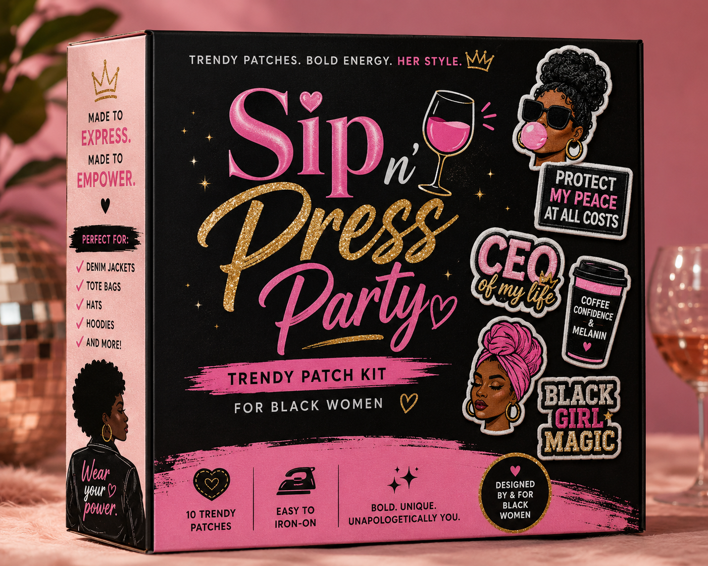 Sip n' Press Party trendy patch kit box